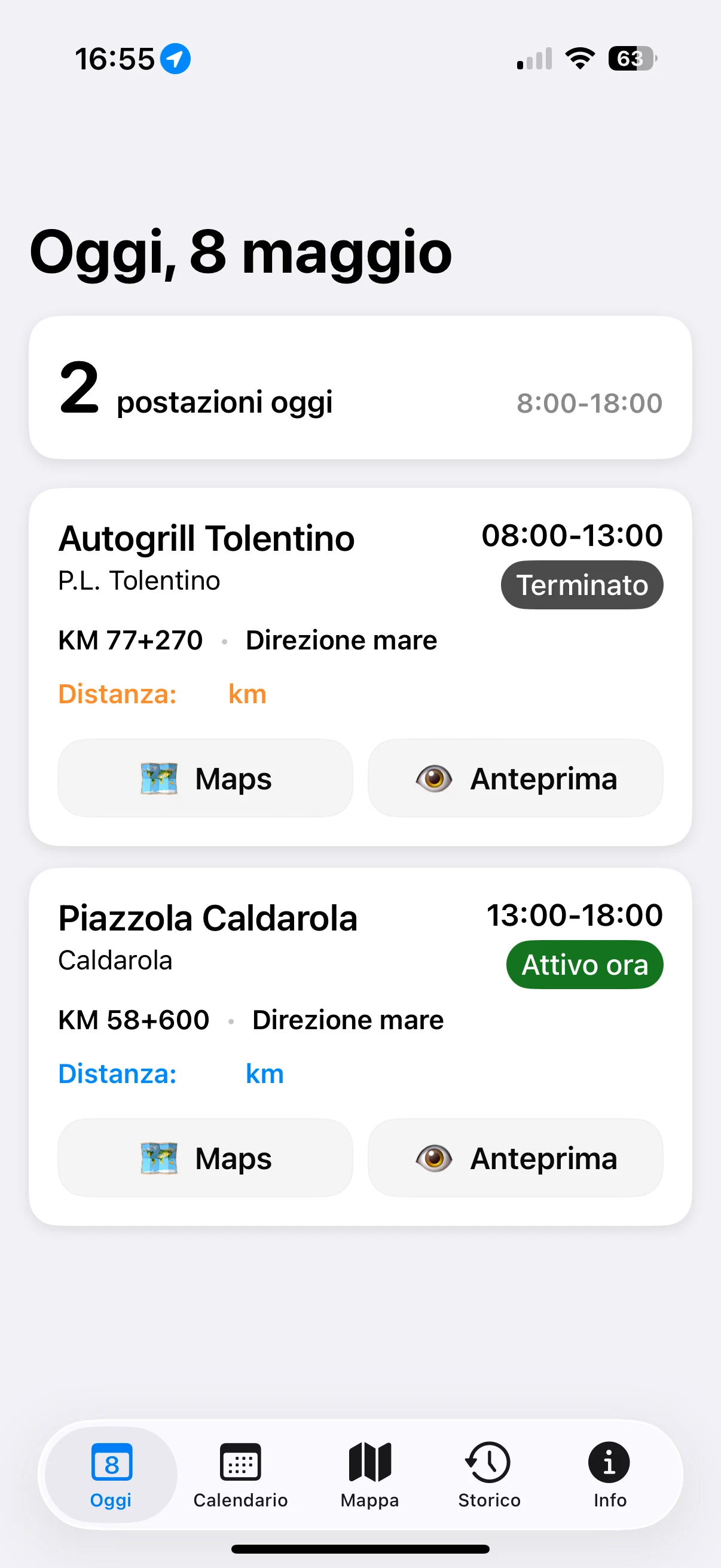 Screenshot dell'app ItaVelox
